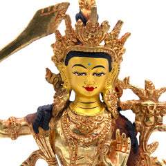 Gold Plated Manjushri Statue No.406-Siesta Crafts