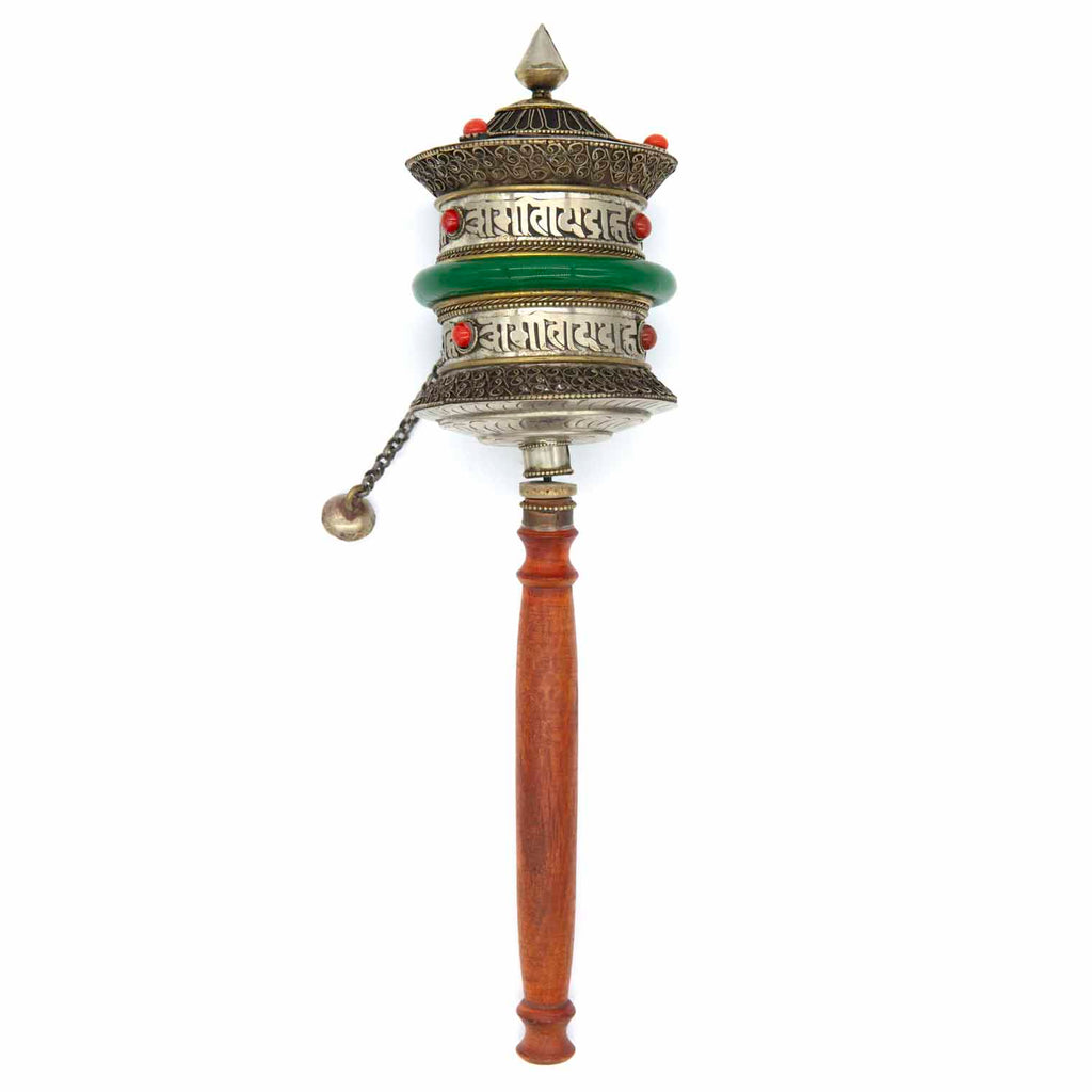 Special Copper Prayer Wheel With Jade Band No. 408-Siesta Crafts