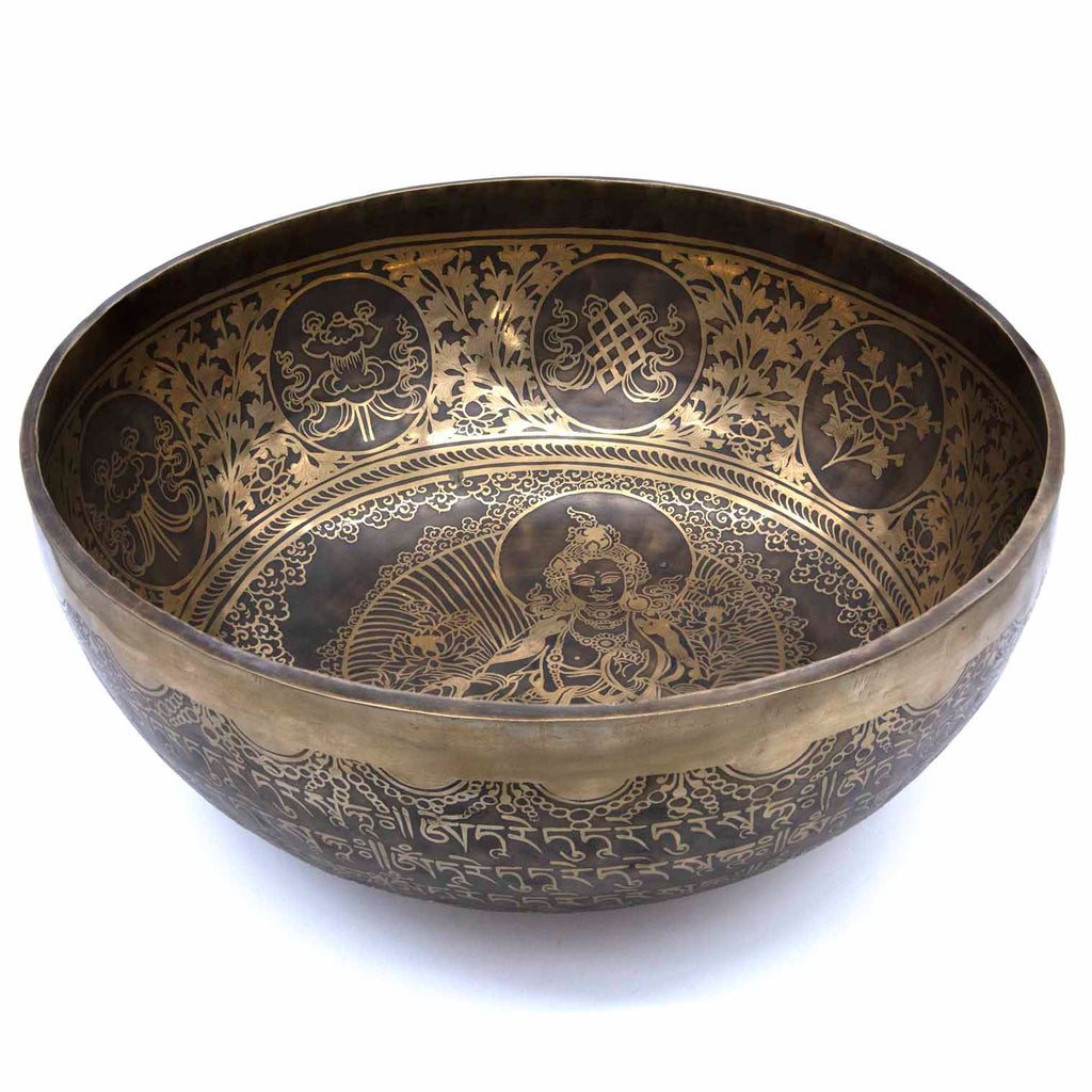 Special Etched Green Tara Singing Bowl-Siesta Crafts