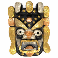 Hand-Carved Nepalese Metal Plate Bhairab Mask-Siesta Crafts