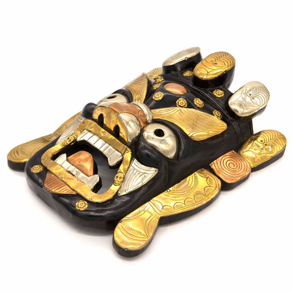Hand-Carved Nepalese Metal Plate Bhairab Mask-Siesta Crafts