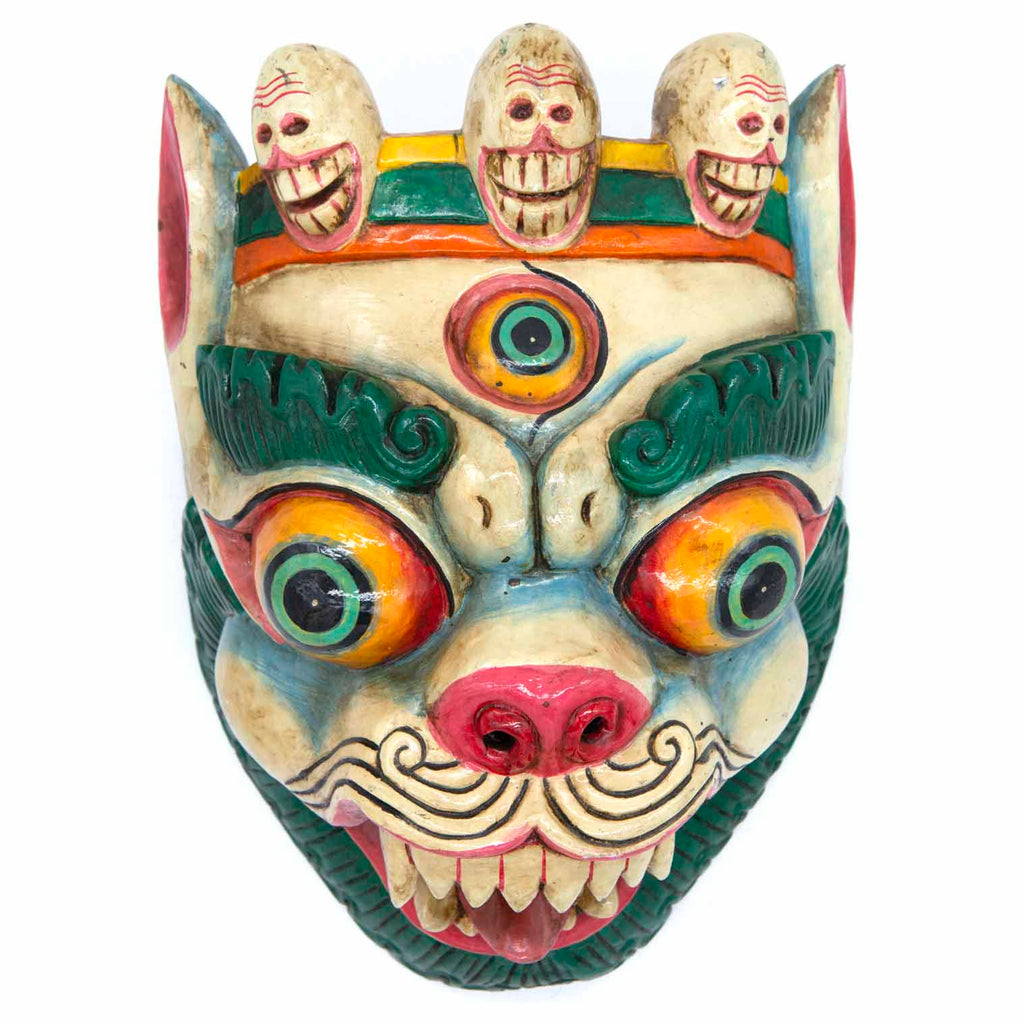 Hand-Carved Nepalese Snowlion Mask-Siesta Crafts