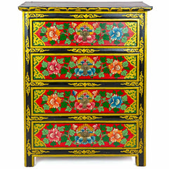 Tibetan Style Four Drawer Wooden Chest of Drawers No.439-Siesta Crafts
