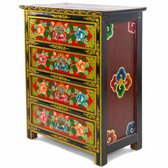 Tibetan Style Four Drawer Wooden Chest of Drawers No.439-Siesta Crafts