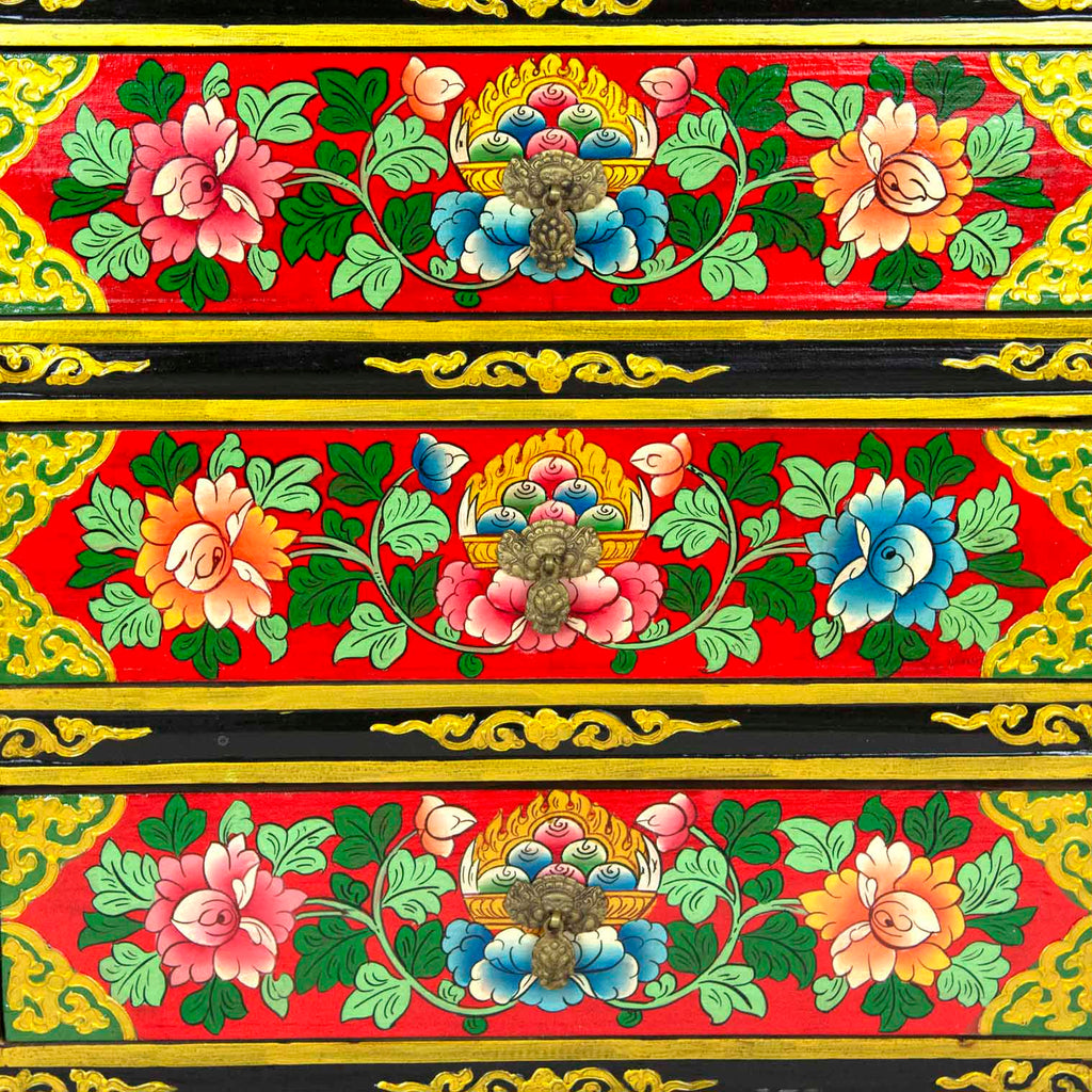 Tibetan Style Four Drawer Wooden Chest of Drawers No.439-Siesta Crafts