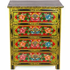 Tibetan Style Four Drawer Wooden Chest of Drawers No.439-Siesta Crafts