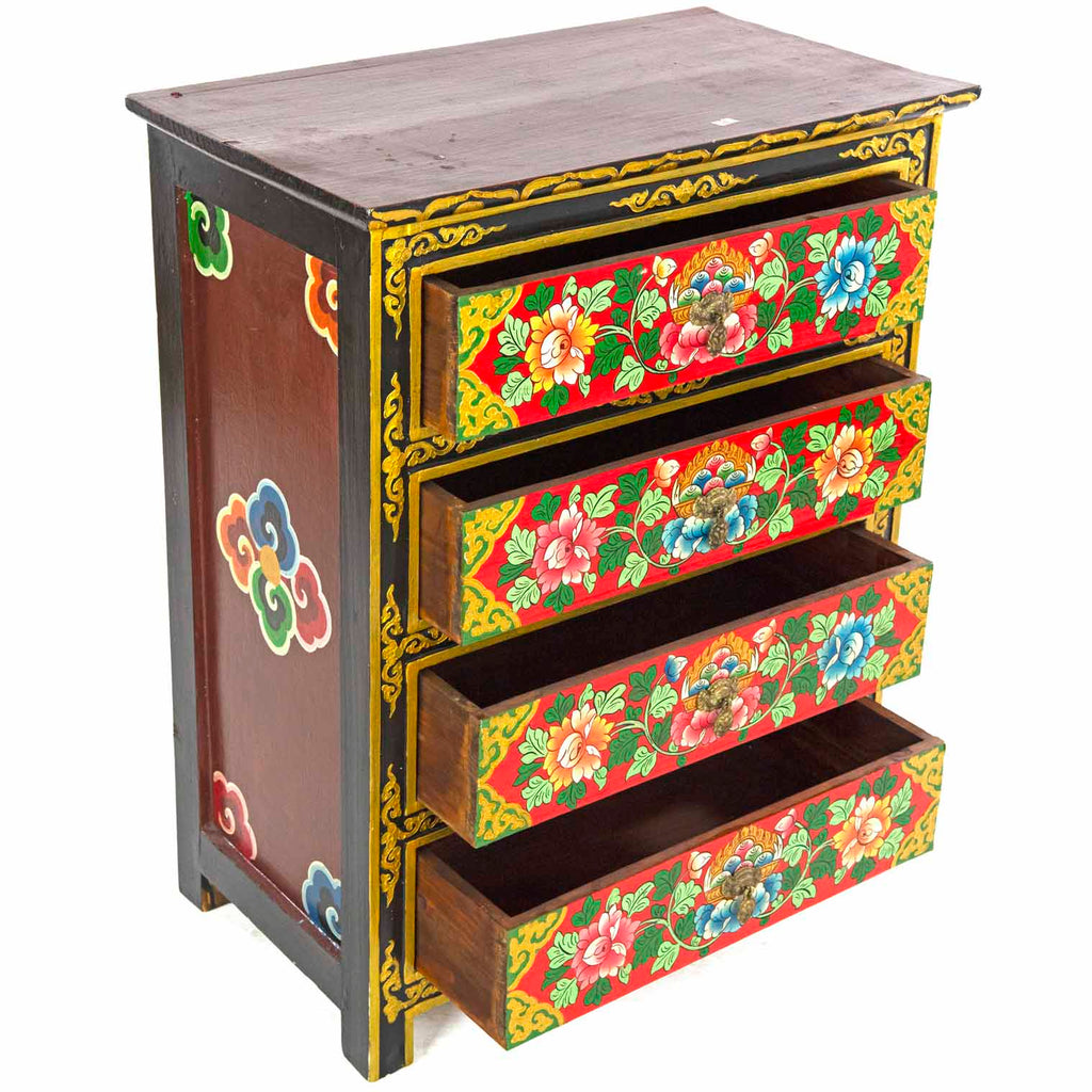Tibetan Style Four Drawer Wooden Chest of Drawers No.439-Siesta Crafts