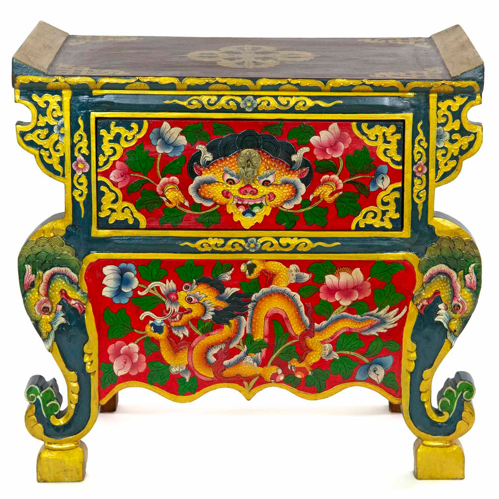 Tibetan Style Single Drawer Wooden Side Unit No.440-Siesta Crafts