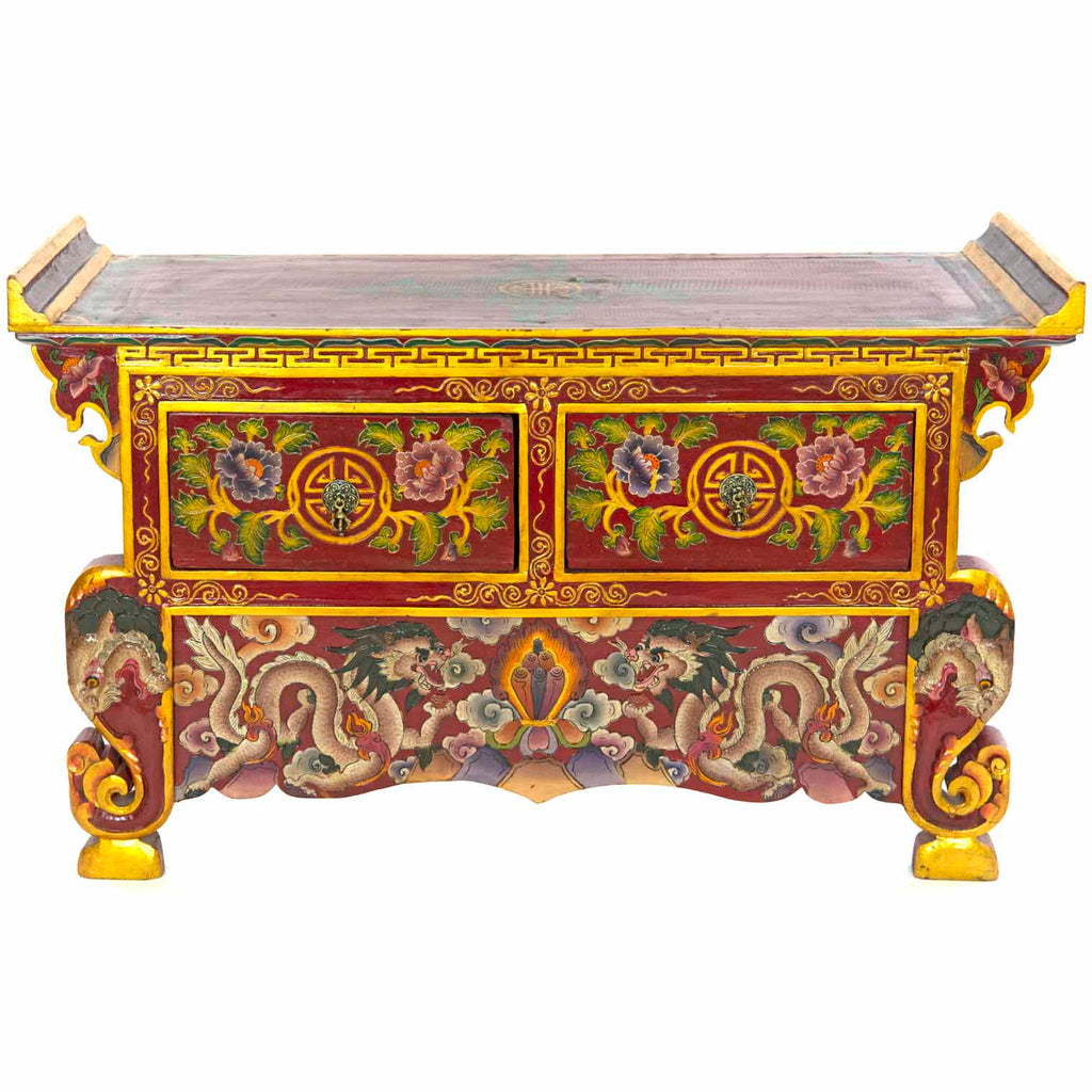 Tibetan Style Wooden Dragon Bench No.441-Siesta Crafts