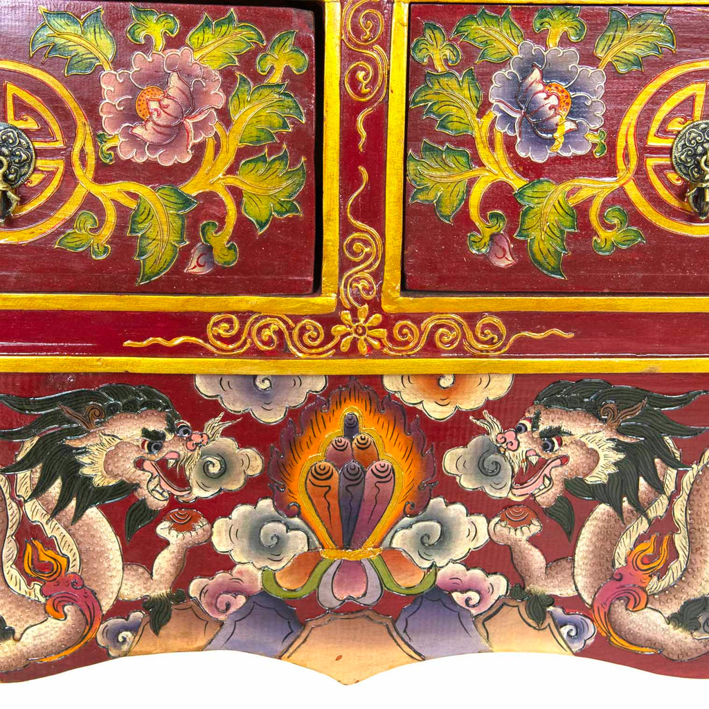 Tibetan Style Wooden Dragon Bench No.441-Siesta Crafts
