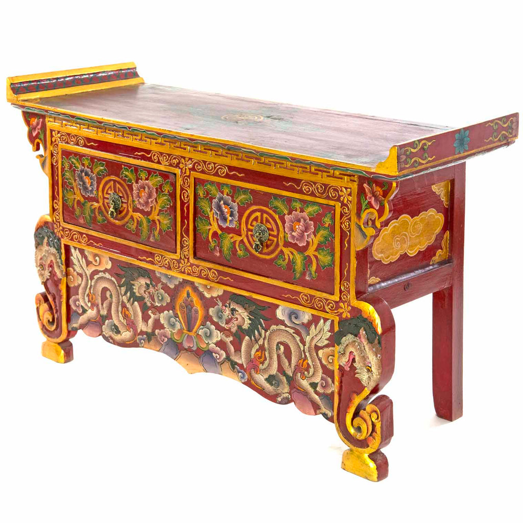 Tibetan Style Wooden Dragon Bench No.441-Siesta Crafts