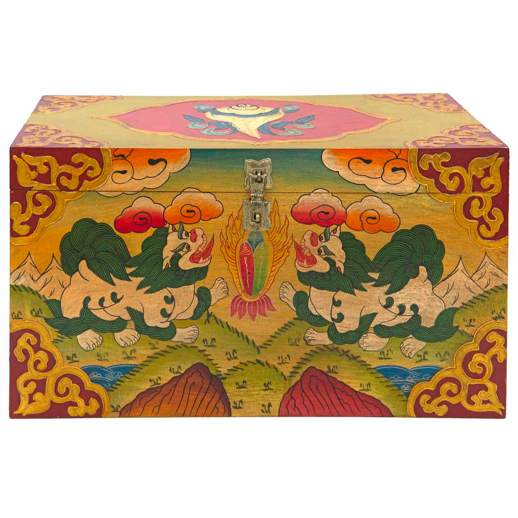 Tibetan Style Wooden Box No.444-Siesta Crafts