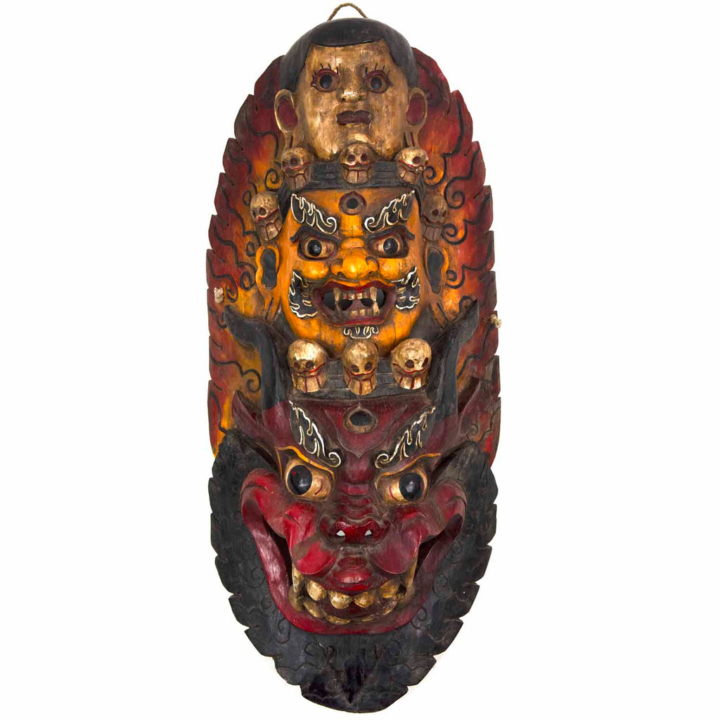 Hand-Carved Nepalese Triple Bhairab Mask-Siesta Crafts