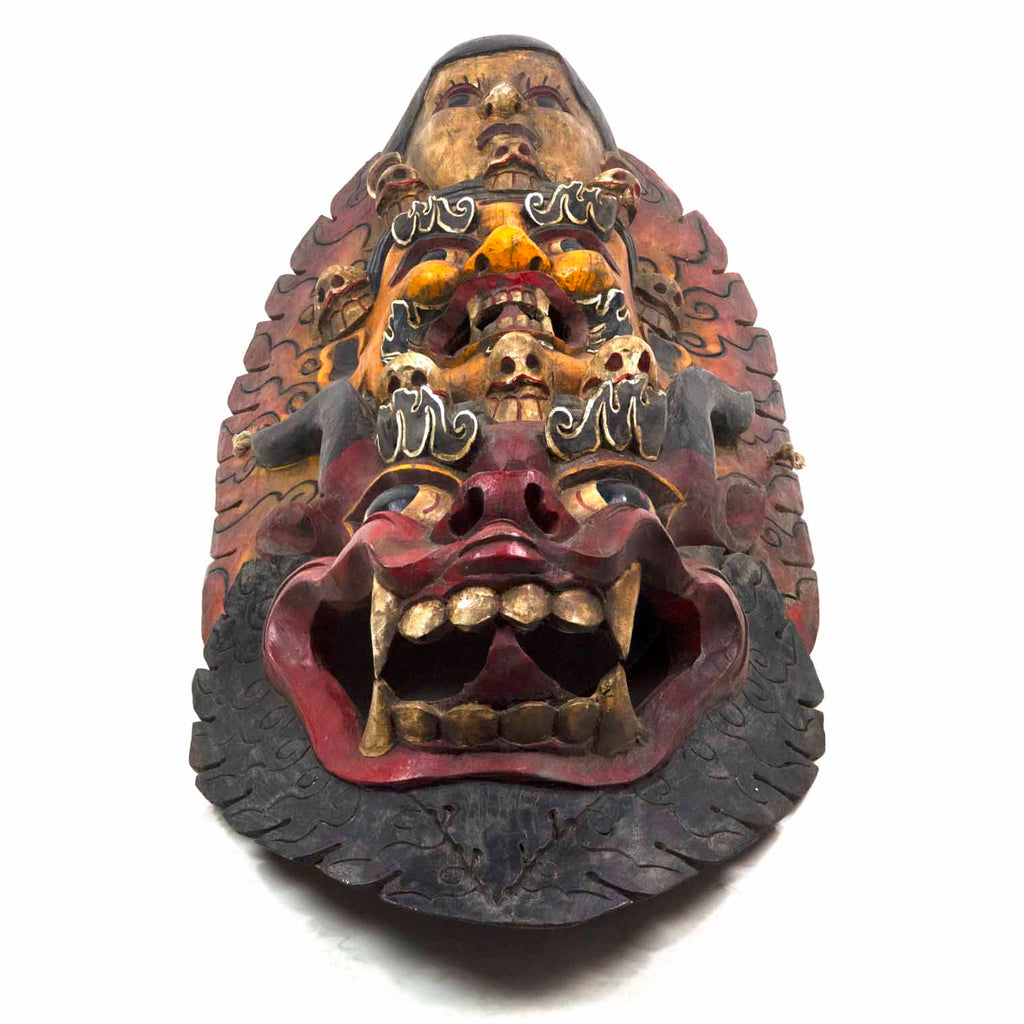 Hand-Carved Nepalese Triple Bhairab Mask-Siesta Crafts