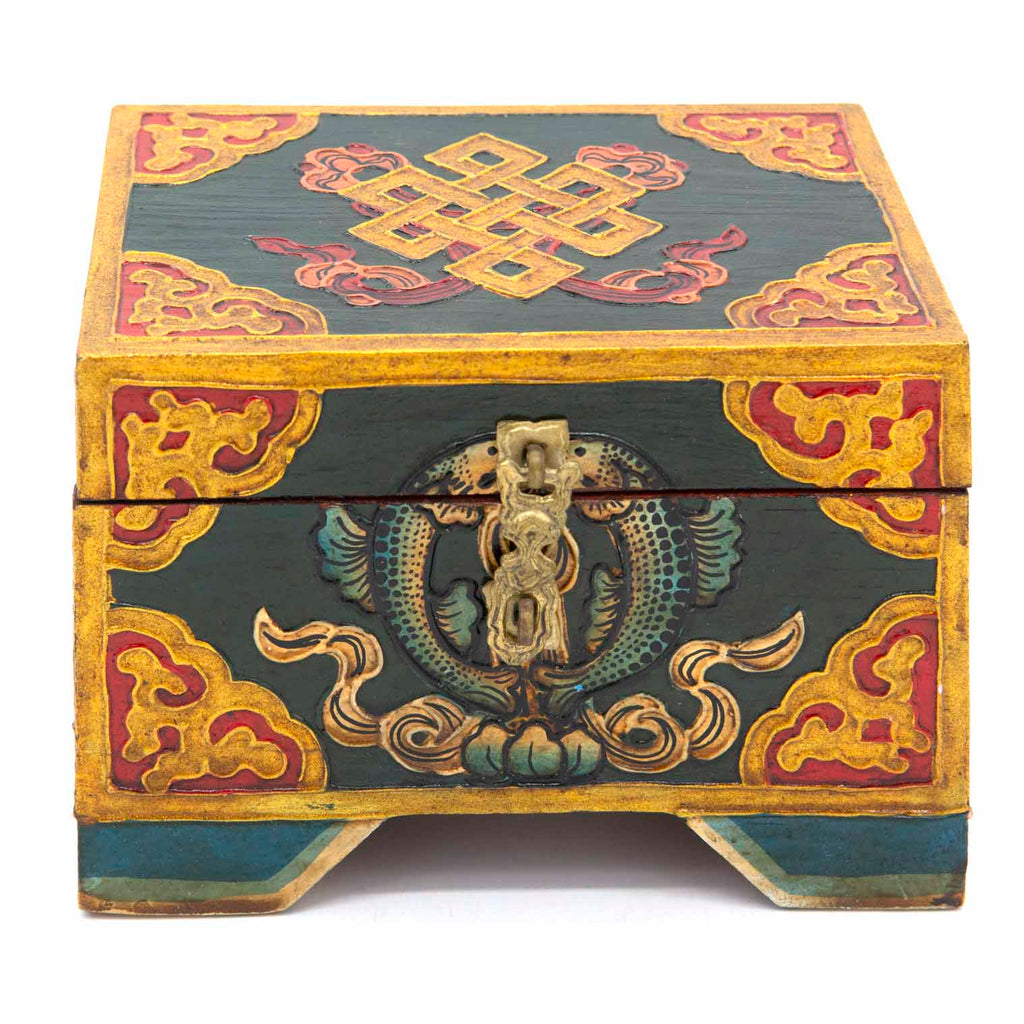 Tibetan Style Wooden Box With Feet-Siesta Crafts
