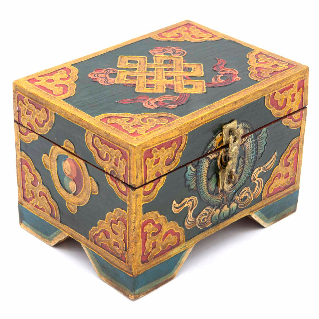 Tibetan Style Wooden Box With Feet-Siesta Crafts
