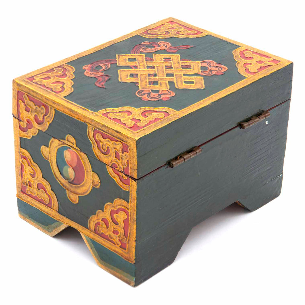 Tibetan Style Wooden Box With Feet-Siesta Crafts