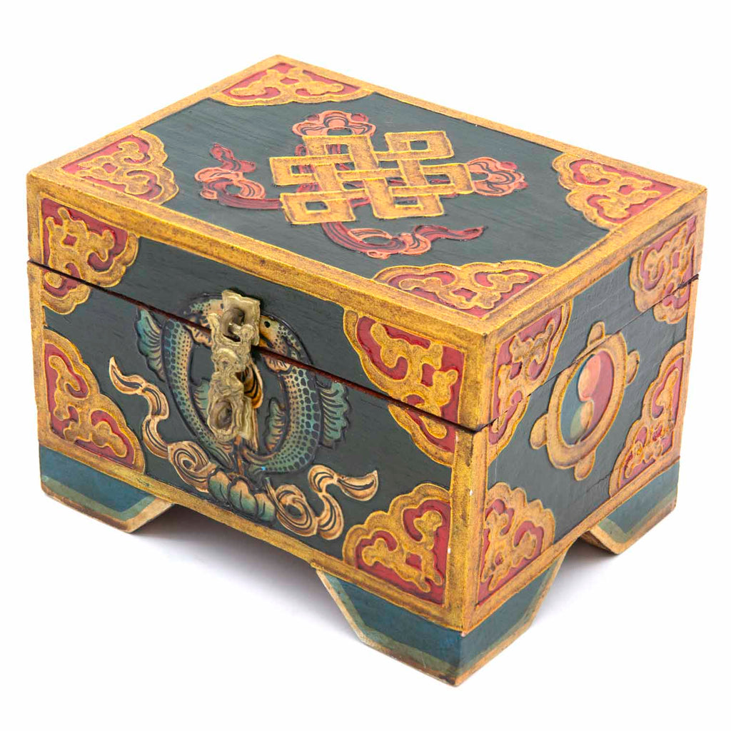 Tibetan Style Wooden Box With Feet-Siesta Crafts