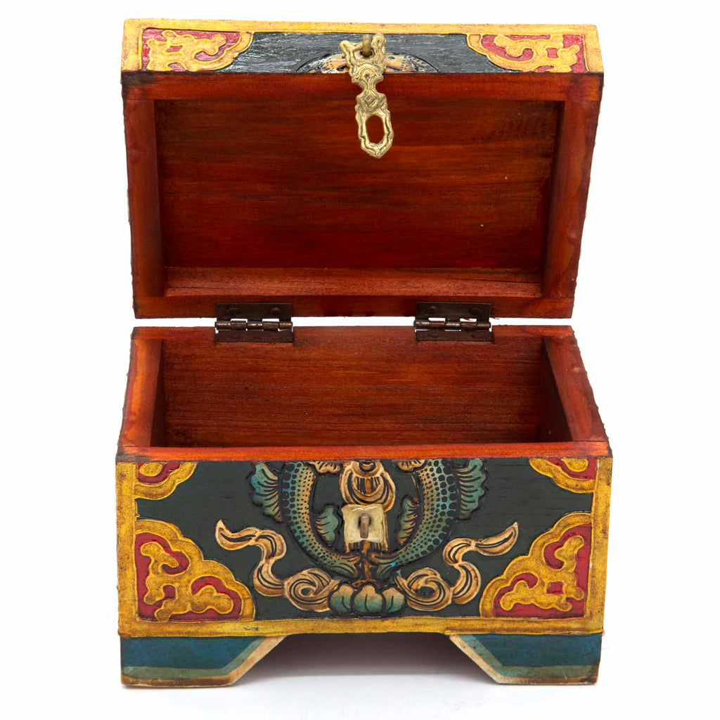 Tibetan Style Wooden Box With Feet-Siesta Crafts