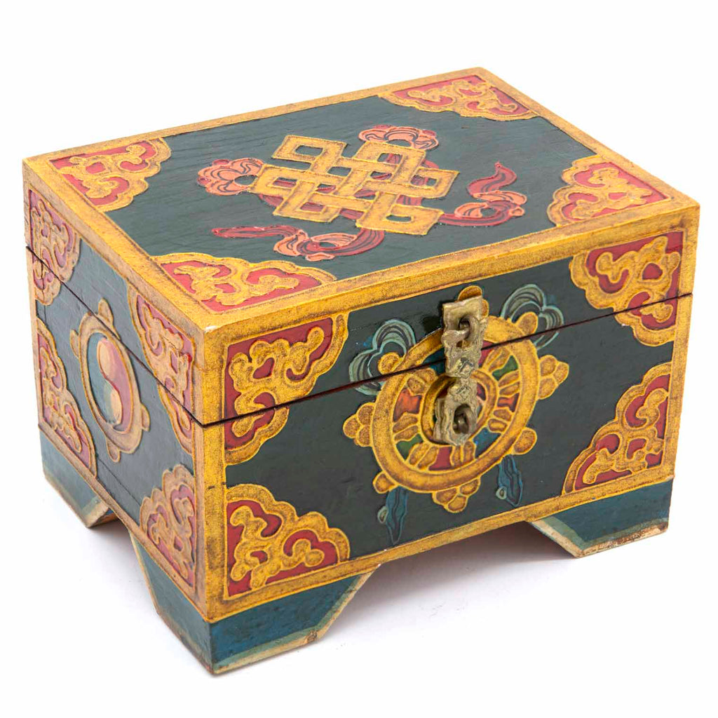 Tibetan Style Wooden Box With Feet-Siesta Crafts