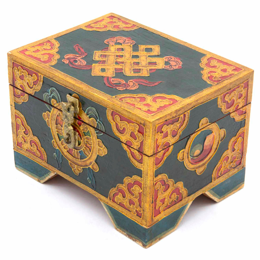 Tibetan Style Wooden Box With Feet-Siesta Crafts