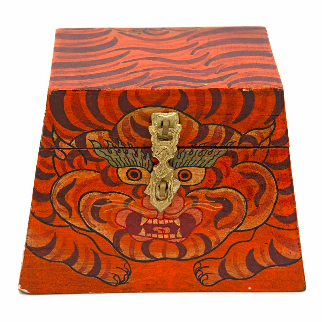 Tibetan Style Tiger Wooden Chest No.465-Siesta Crafts