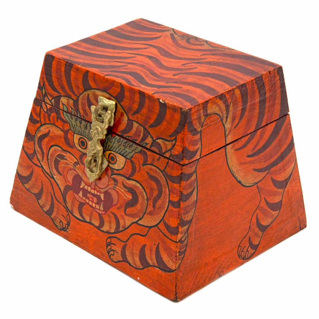 Tibetan Style Tiger Wooden Chest No.465-Siesta Crafts