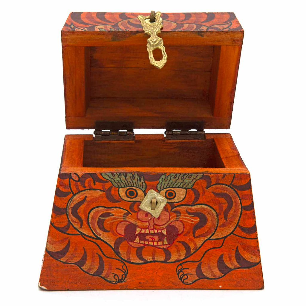 Tibetan Style Tiger Wooden Chest No.465-Siesta Crafts