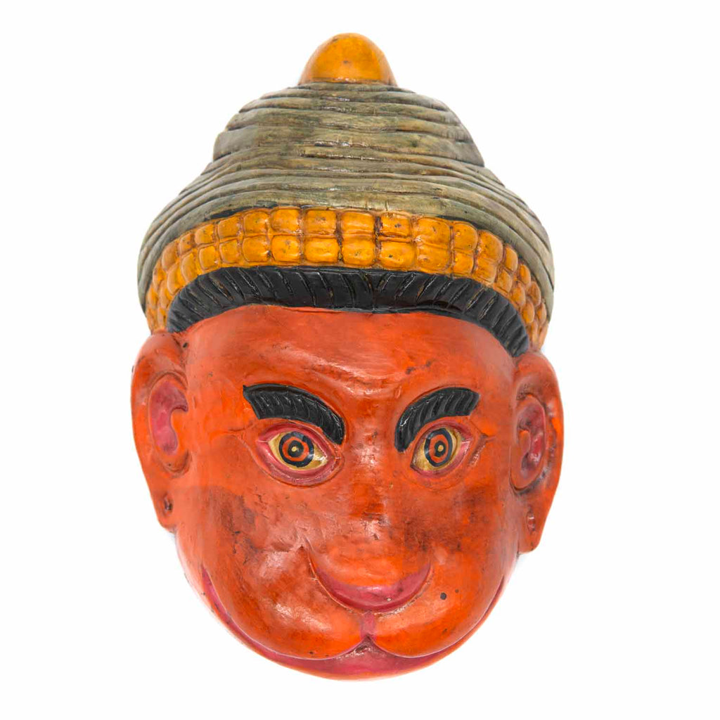 Hand-Carved Nepalese Hanuman with Crown Mask-Siesta Crafts