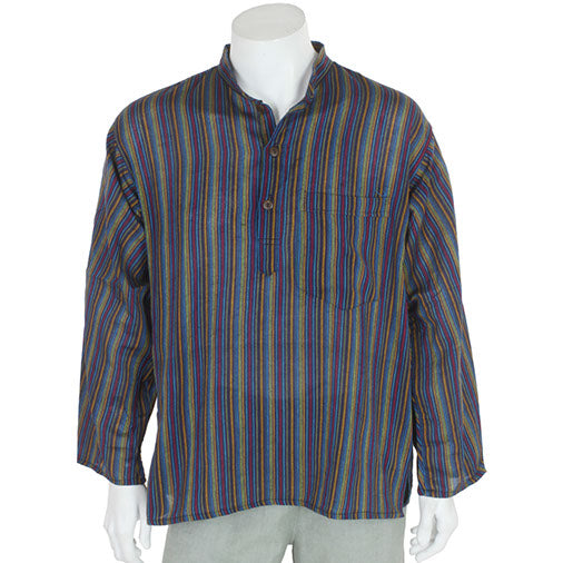 Oversize Stripy Grandad Shirt-Siesta Crafts