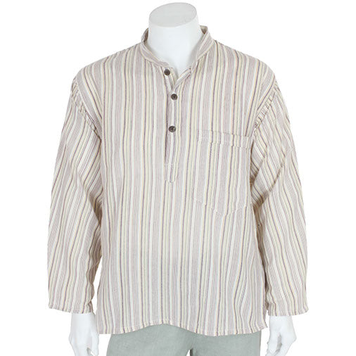 Oversize Stripy Grandad Shirt-Siesta Crafts