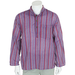 Oversize Stripy Grandad Shirt-Siesta Crafts