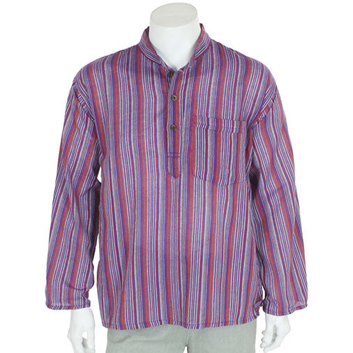 Oversize Stripy Grandad Shirt-Siesta Crafts