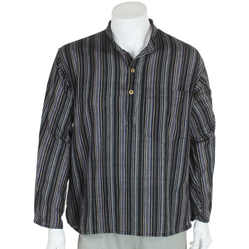 Oversize Stripy Grandad Shirt-Siesta Crafts