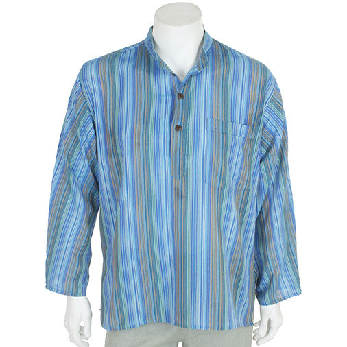 Oversize Stripy Grandad Shirt-Siesta Crafts