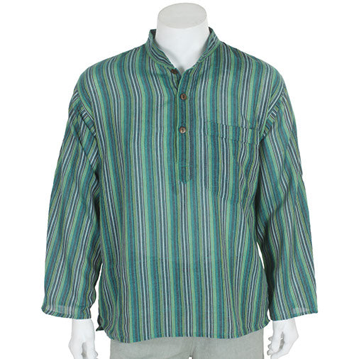 Oversize Stripy Grandad Shirt-Siesta Crafts