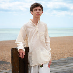 Oversize Plain Grandad Shirt-Siesta Crafts