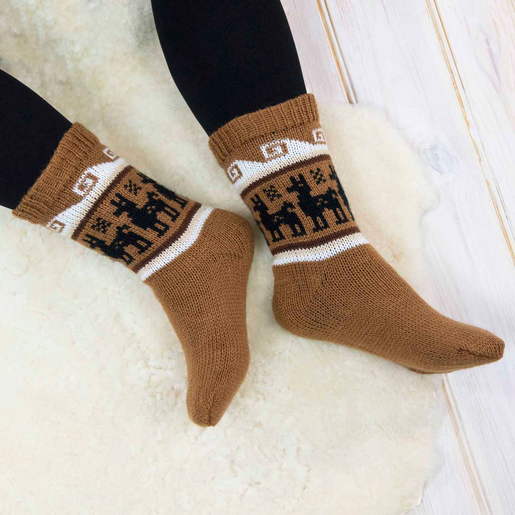 Winter Llama Socks-Siesta Crafts