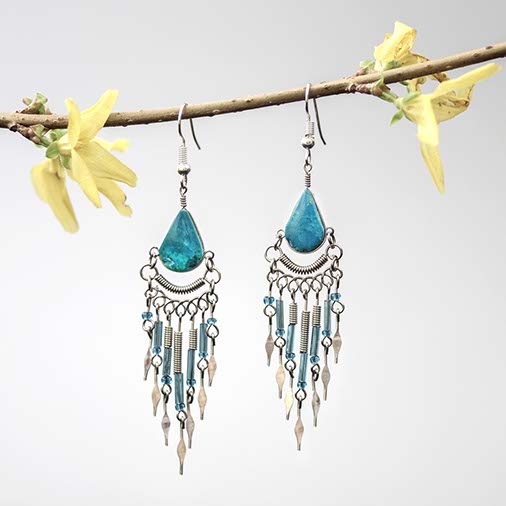 Beaded Drop Earrings-Siesta Crafts