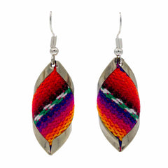 Diamond Shell Peruvian Fabric Earrings-Siesta Crafts