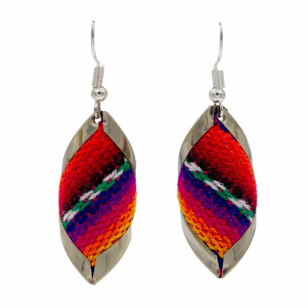 Diamond Shell Peruvian Fabric Earrings-Siesta Crafts