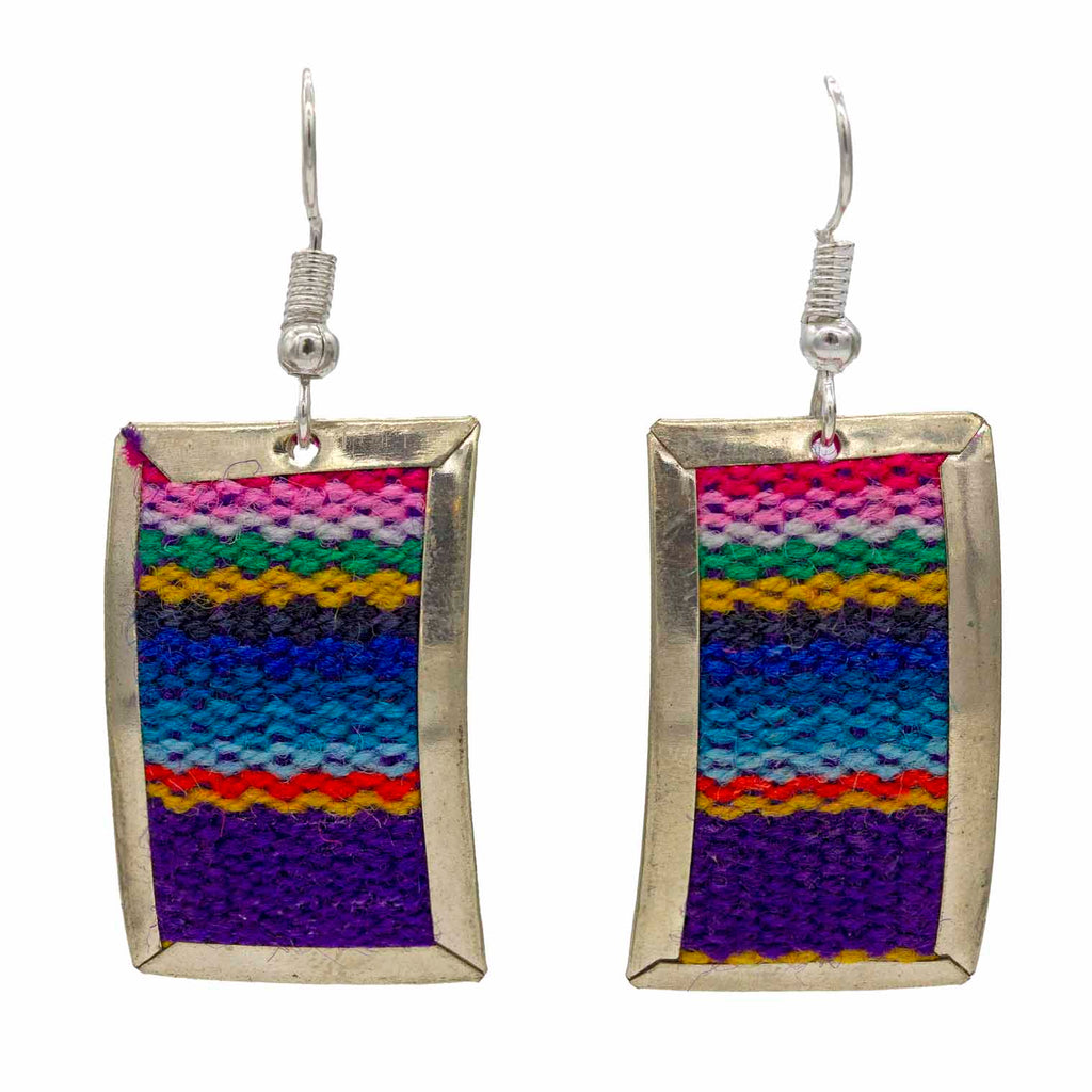 Flat Peruvian Fabric Earrings-Siesta Crafts
