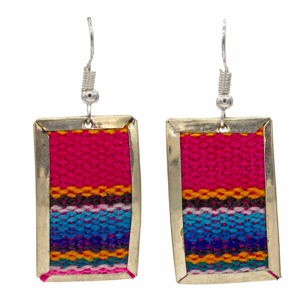 Flat Peruvian Fabric Earrings-Siesta Crafts