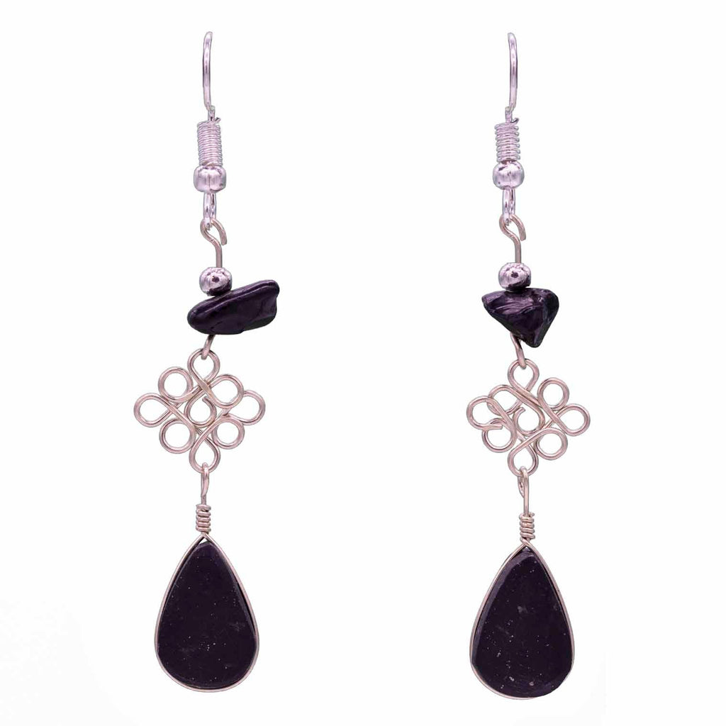 Stone Drop Loop Earrings-Siesta Crafts