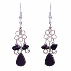 Flower Stone Drop Earrings-Siesta Crafts