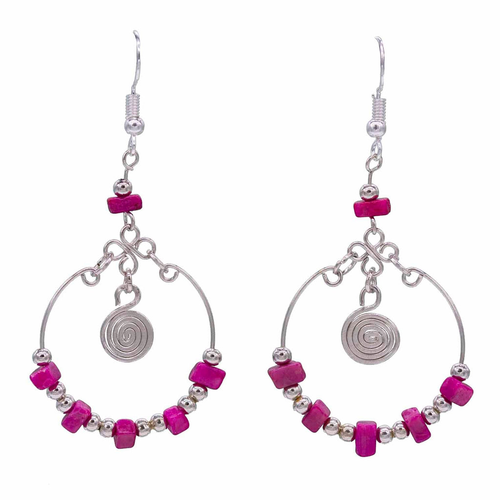 Spiral Stone Earrings-Siesta Crafts