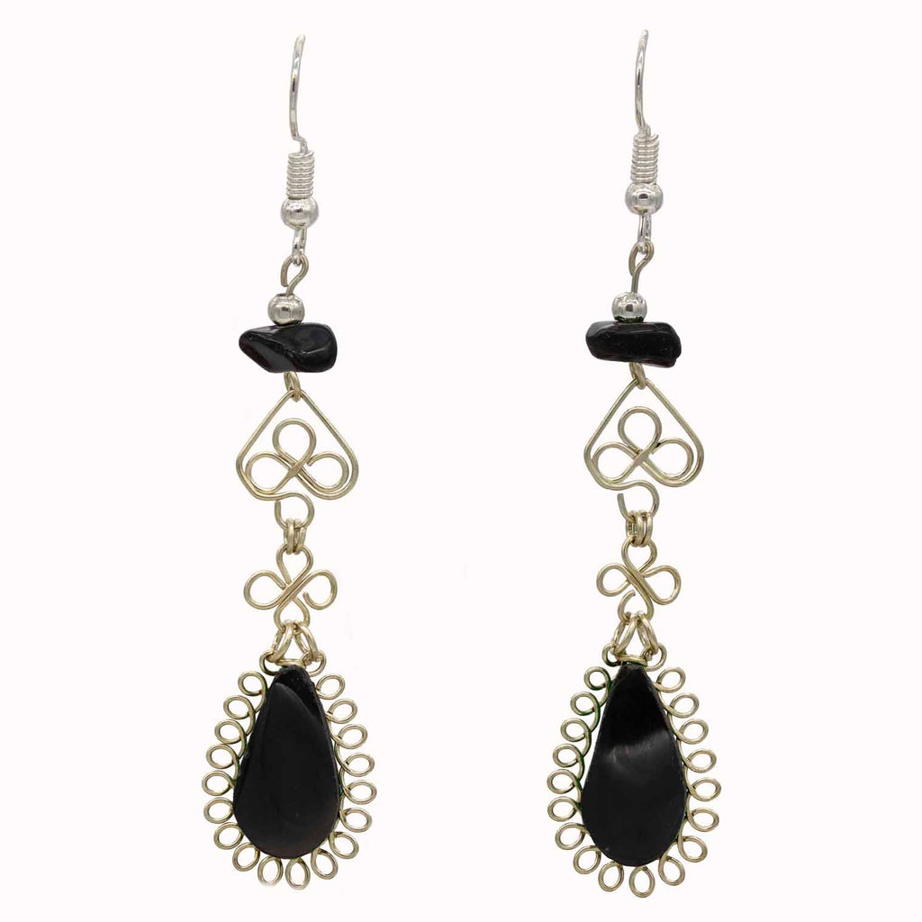 Stone Drop Curls Earrings-Siesta Crafts