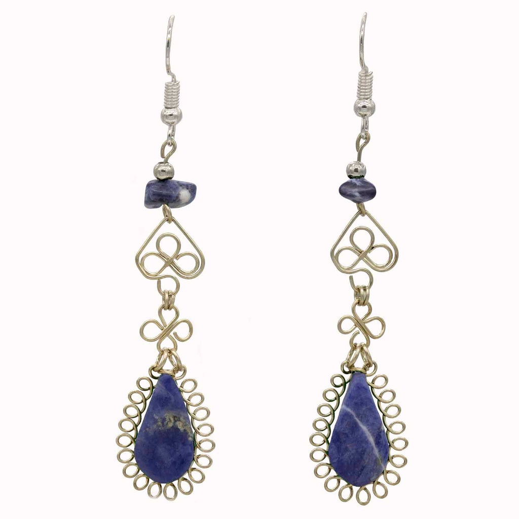 Stone Drop Curls Earrings-Siesta Crafts