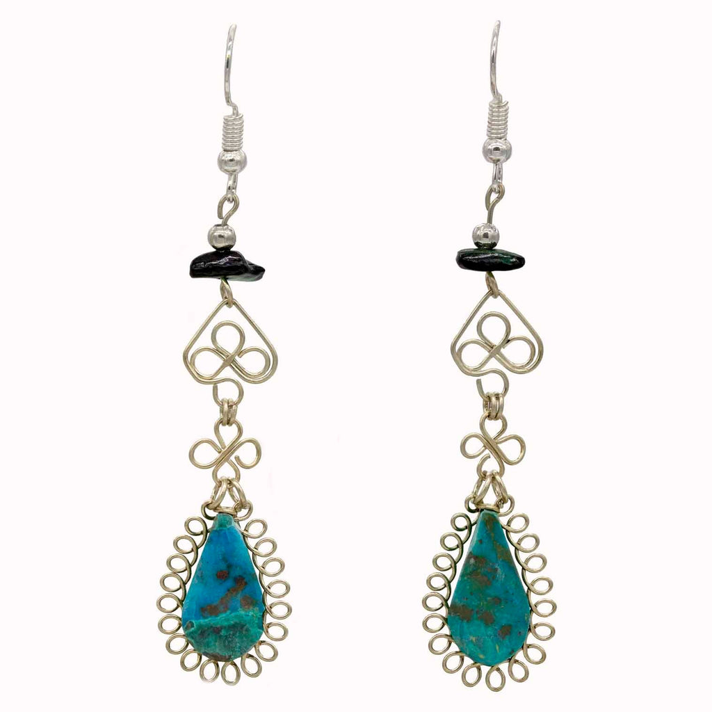Stone Drop Curls Earrings-Siesta Crafts