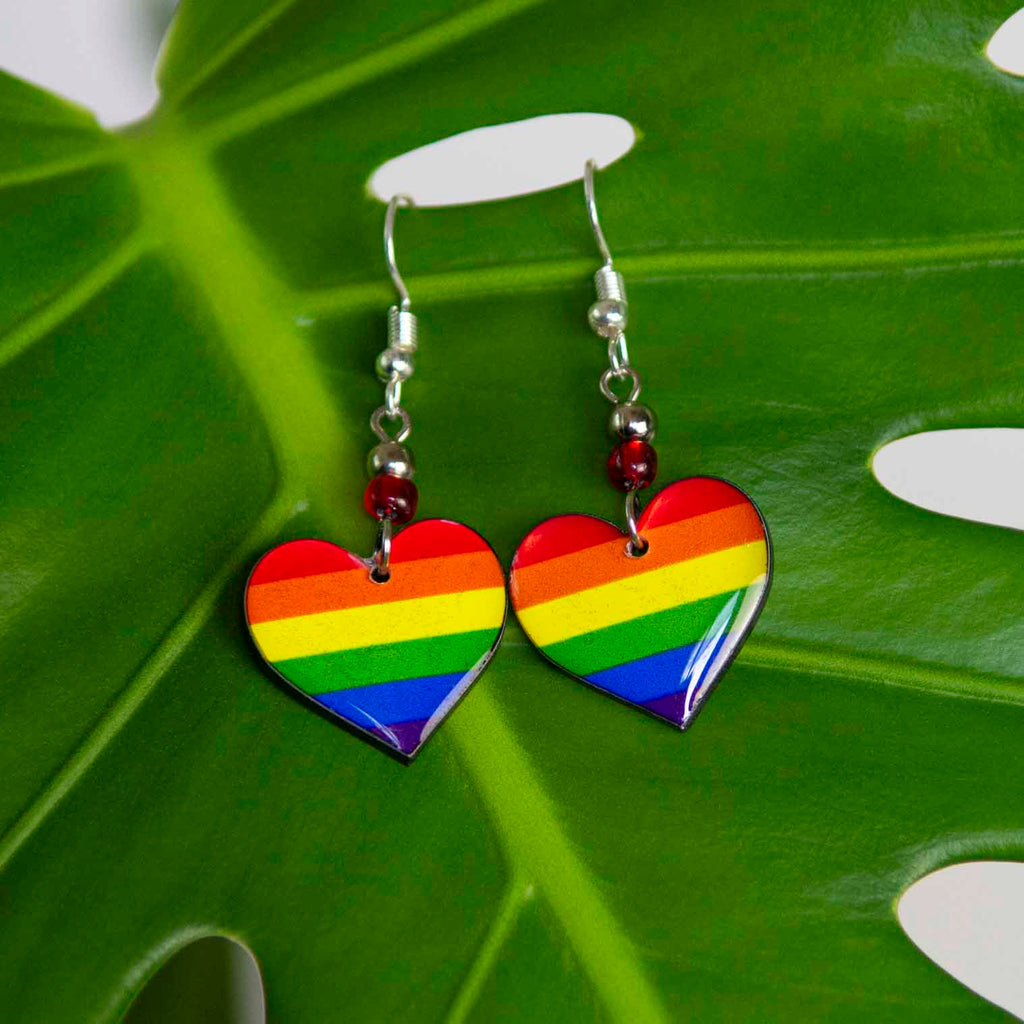 Rainbow Heart Earrings-Siesta Crafts